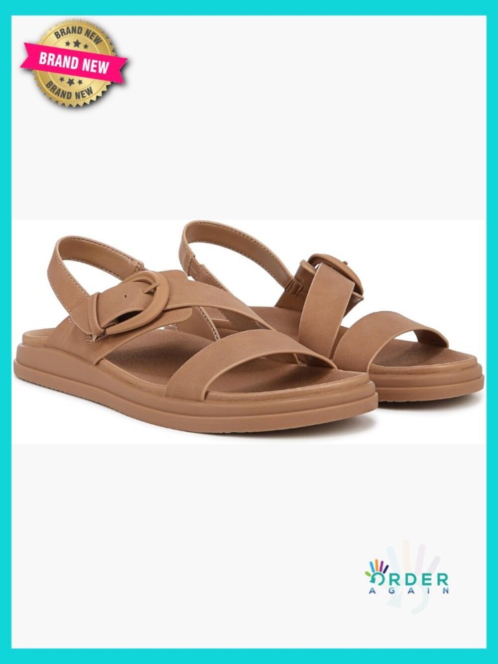 Slingback Flat Sandals with Adjustable Buckle Comfortable Lightweight Casual